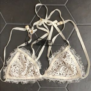 For Love and Lemons White Lace Skivvies Bra